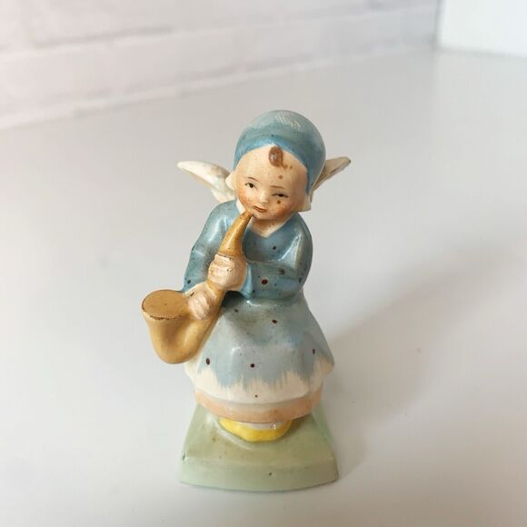 Vtg Angel Musicians Figurines Germany Saxophone Horn Violin Set of 2 Instruments - Picture 4 of 7